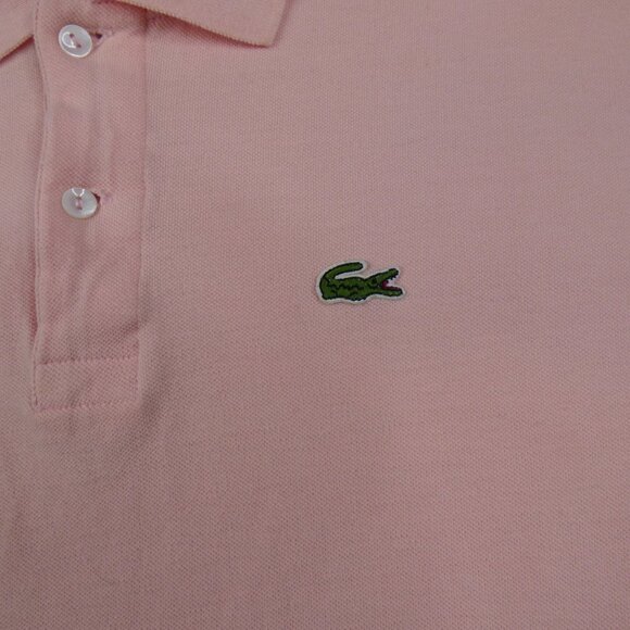 Lacoste Polo Shirt Large Size 6 Pink Green Crocodile Outdoors Tennis Mens - Picture 3 of 7